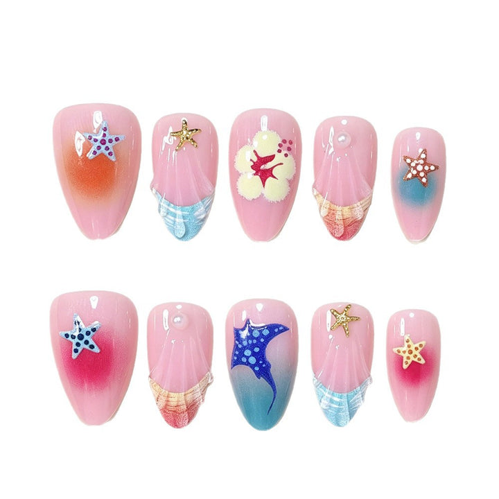 Artistic Ocean-Inspired Press-On Nail Art Kalsten
