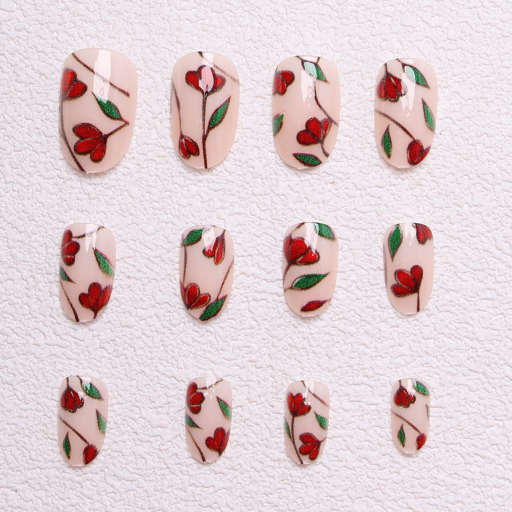Floral-Designed Press-On Nails Kalsten