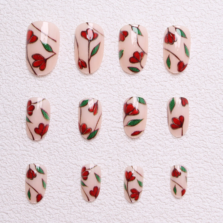 Floral-Designed Press-On Nails Kalsten