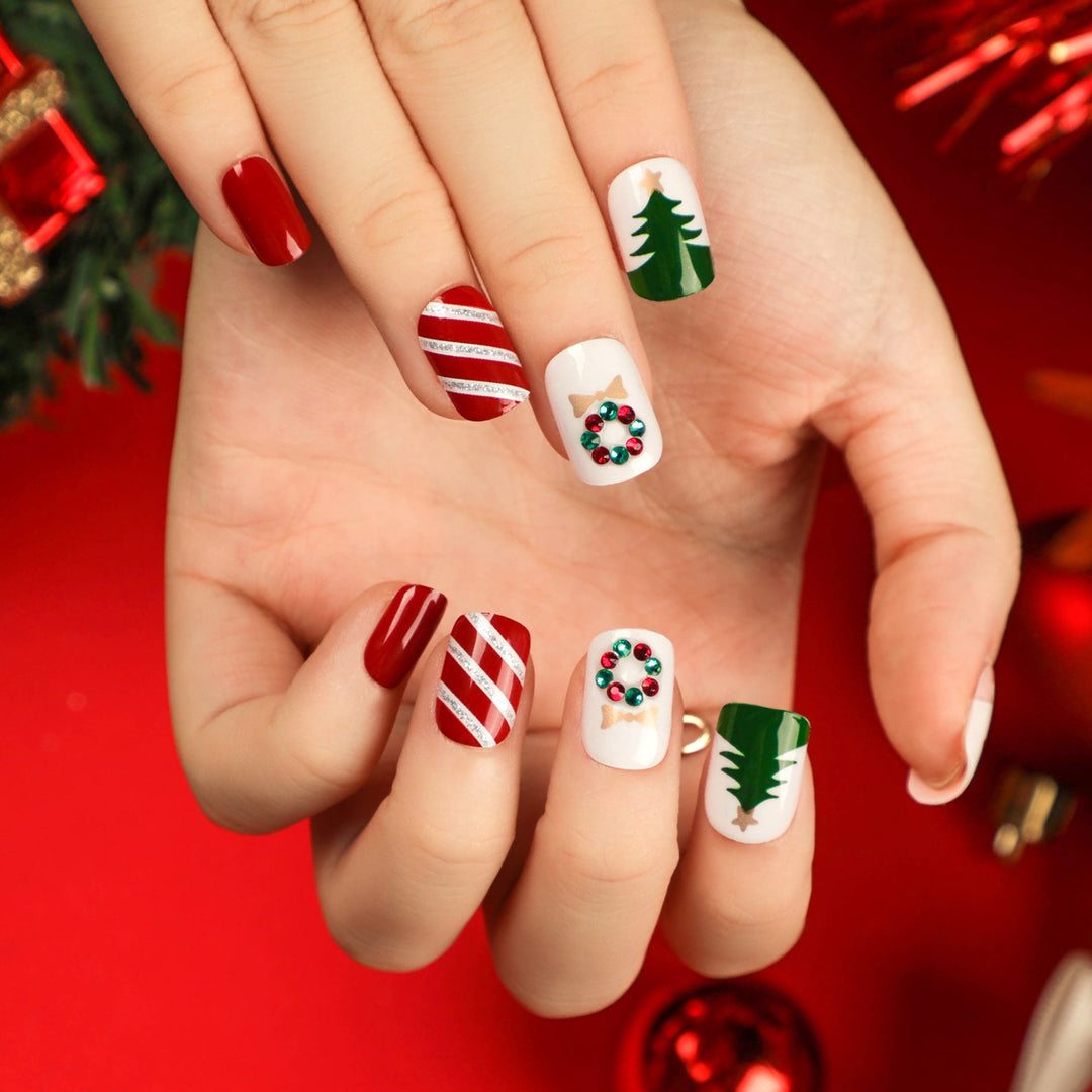 Artful Nail Extensions with Glitter and Rhinestone Embellishments Kalsten