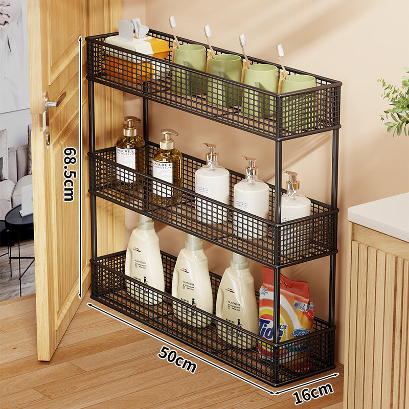 Slim Narrow Pull-Out Mesh Storage Organizer for Cabinet and Door Gap