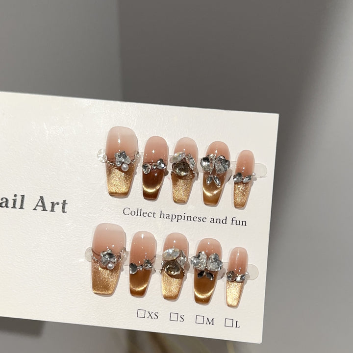 Decorative Rhinestone-Accented Press-On Nail Set