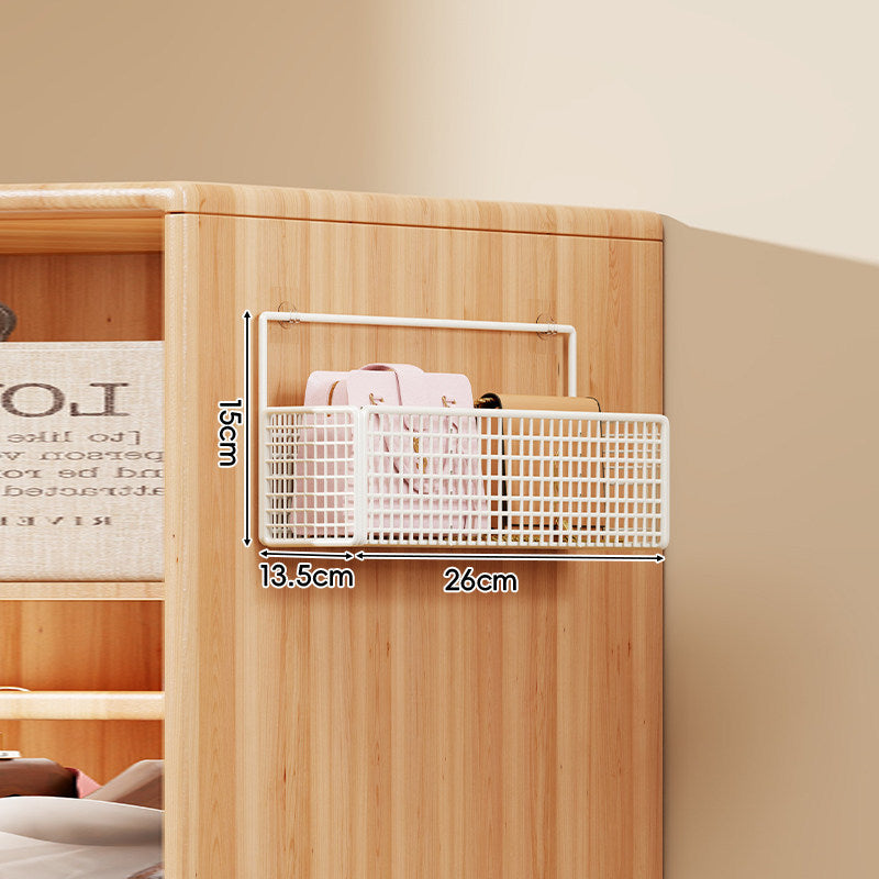 Over-Door Four-Tier Metal Mesh Hanging Storage Organizer with Integrated Hooks