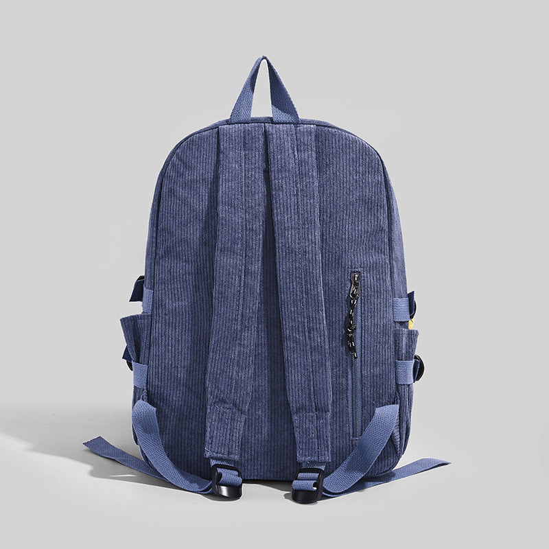 Corduroy Backpack with Cute Character Keychain Kalsten