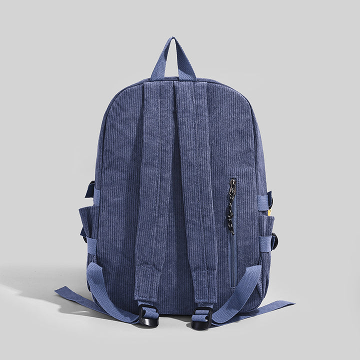 Corduroy Backpack with Cute Character Keychain Kalsten