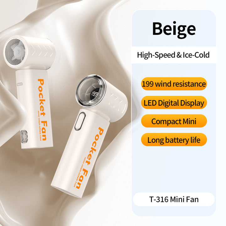Women's nan compact rechargeable high-speed pocket handheld fan with LED display Kalsten