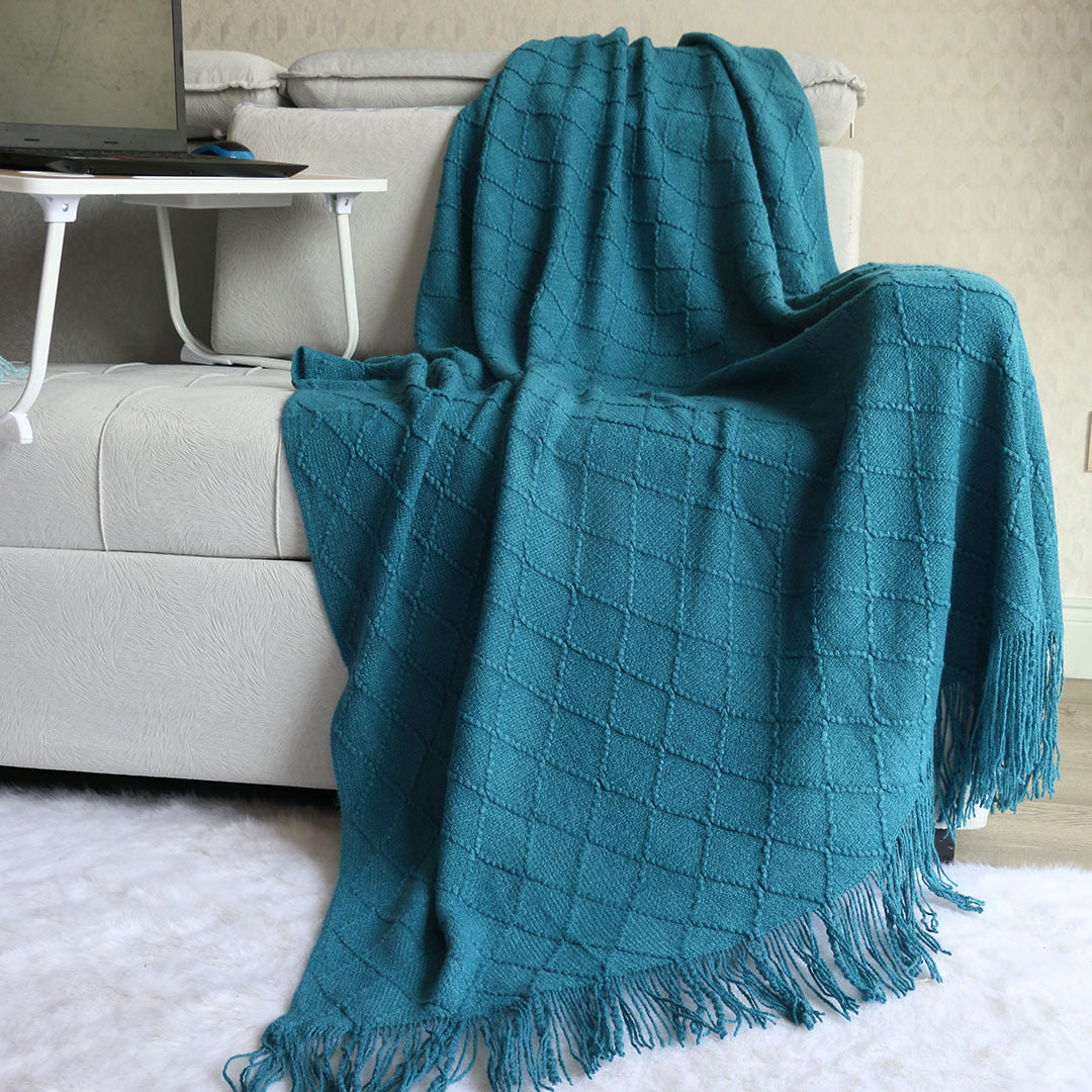 Luxury Textured Knit Throw Blanket Kalsten