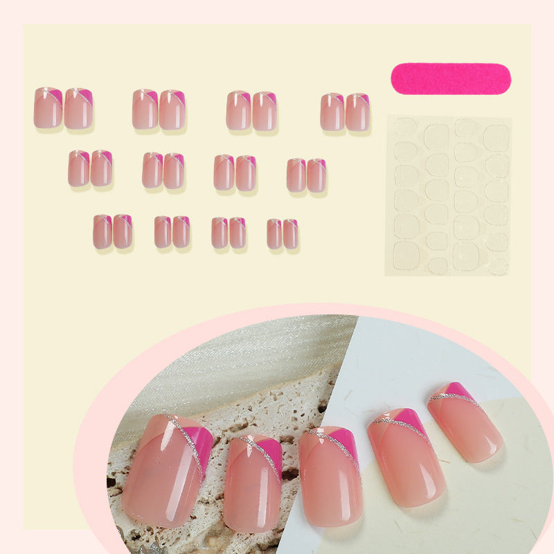 Decorative Press-On Nail Set with Stylish Geometric Design kalsten