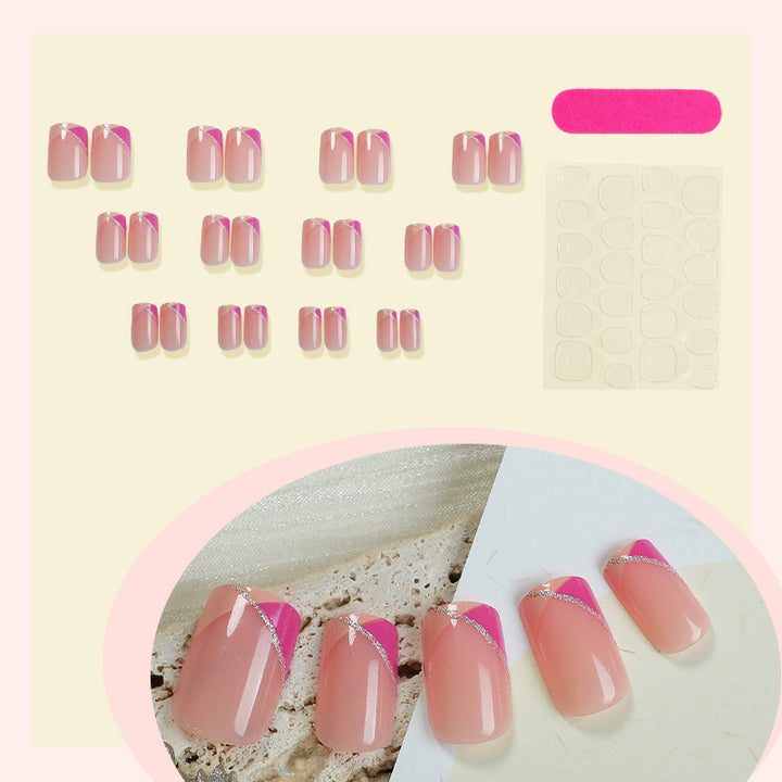 Decorative Press-On Nail Set with Stylish Geometric Design kalsten
