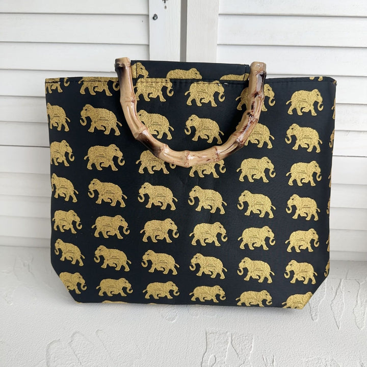 Stylish cotton bag with bamboo handles Kalsten