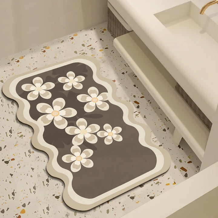 Floral Patterned Bathroom Mat