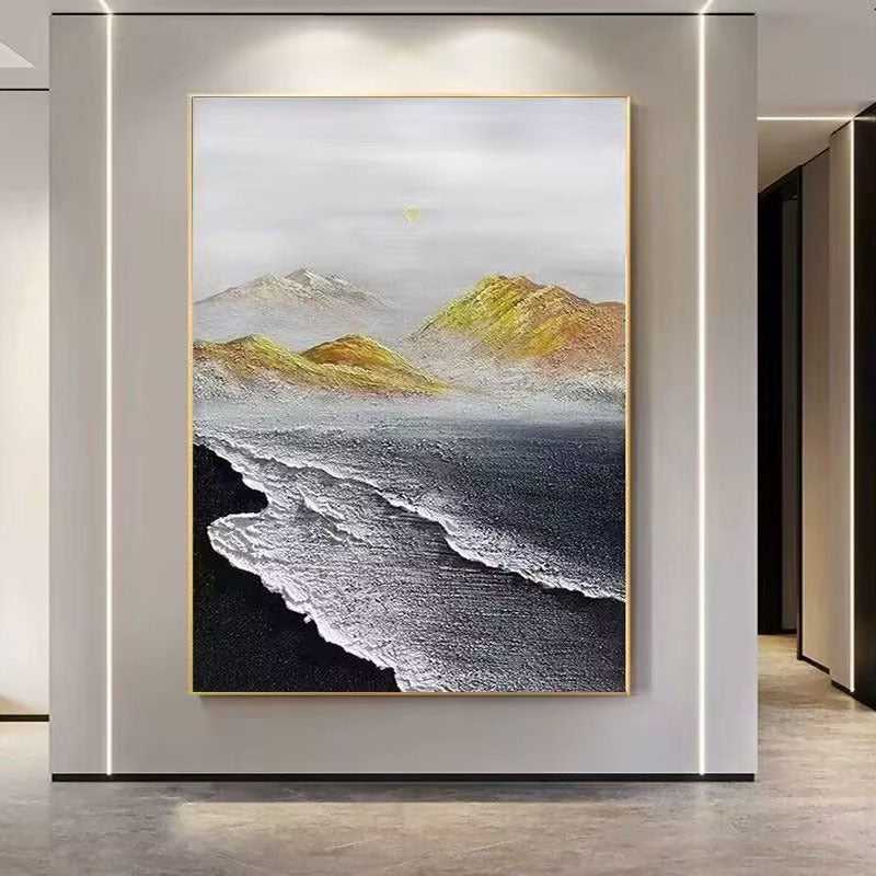 Textured Coastal Landscape Canvas Artwork