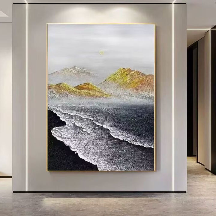Textured Coastal Landscape Canvas Artwork