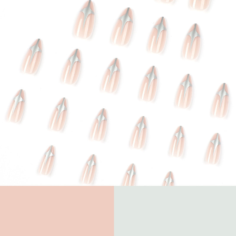 Artful Stiletto Nails with Silver Accents Kalsten