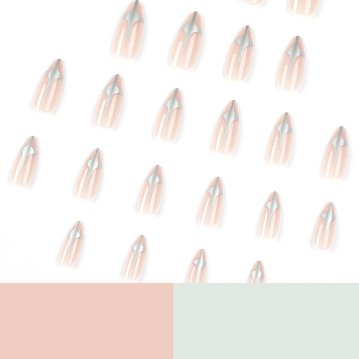 Artful Stiletto Nails with Silver Accents Kalsten