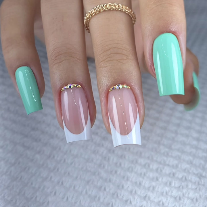 Elegant Stiletto Press-On Nail Art with Rhinestone Accents Kalsten