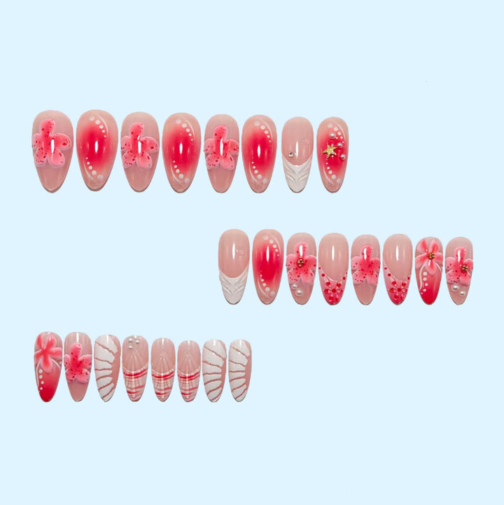 Artificial nails with 3D flower decoration Kalsten