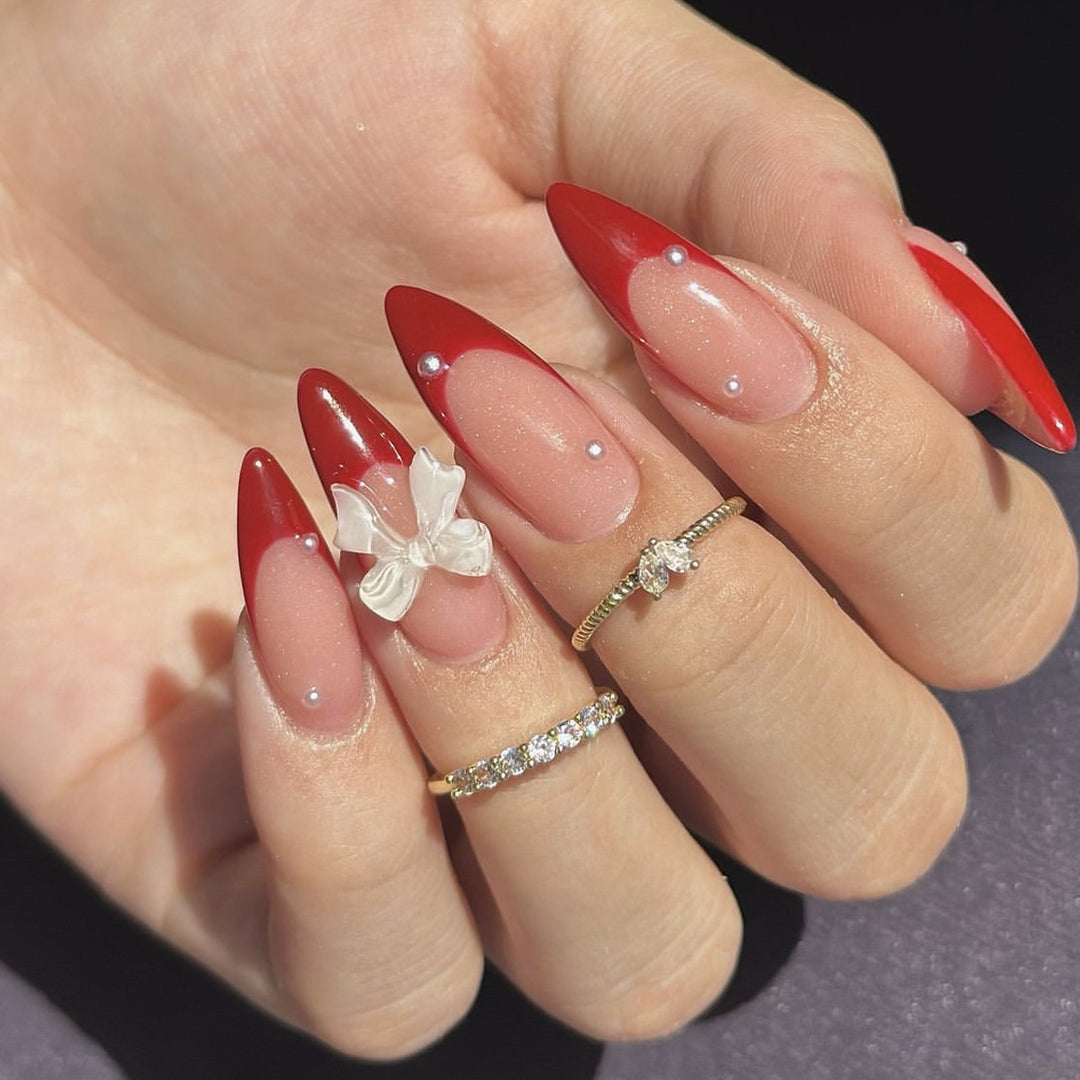 Elegant Stiletto Nail Art Extensions with 3D Butterfly Accents Kalsten