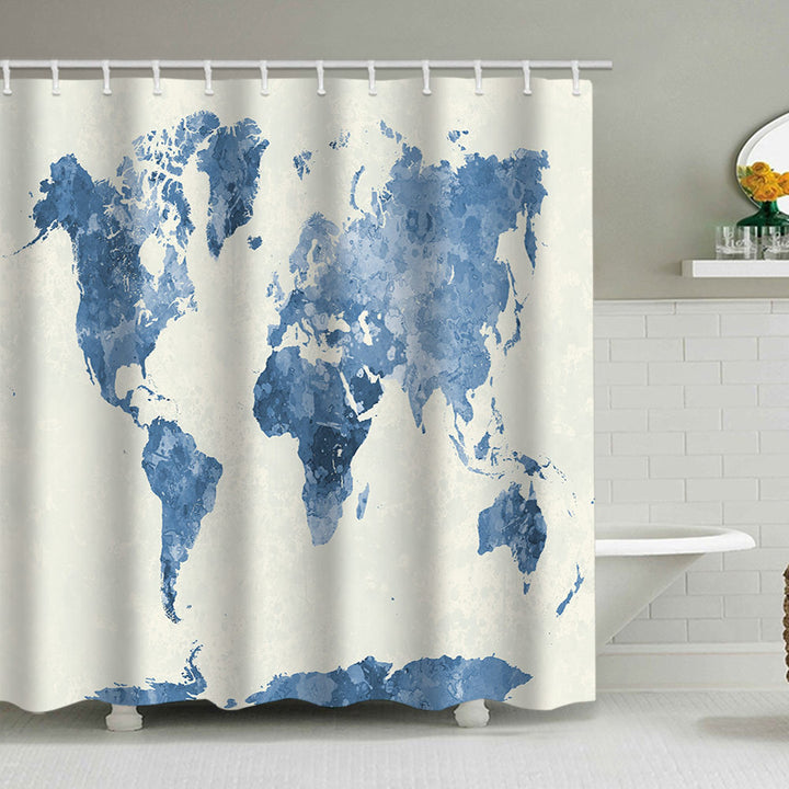 Vintage World Map Shower Curtain Kalsten