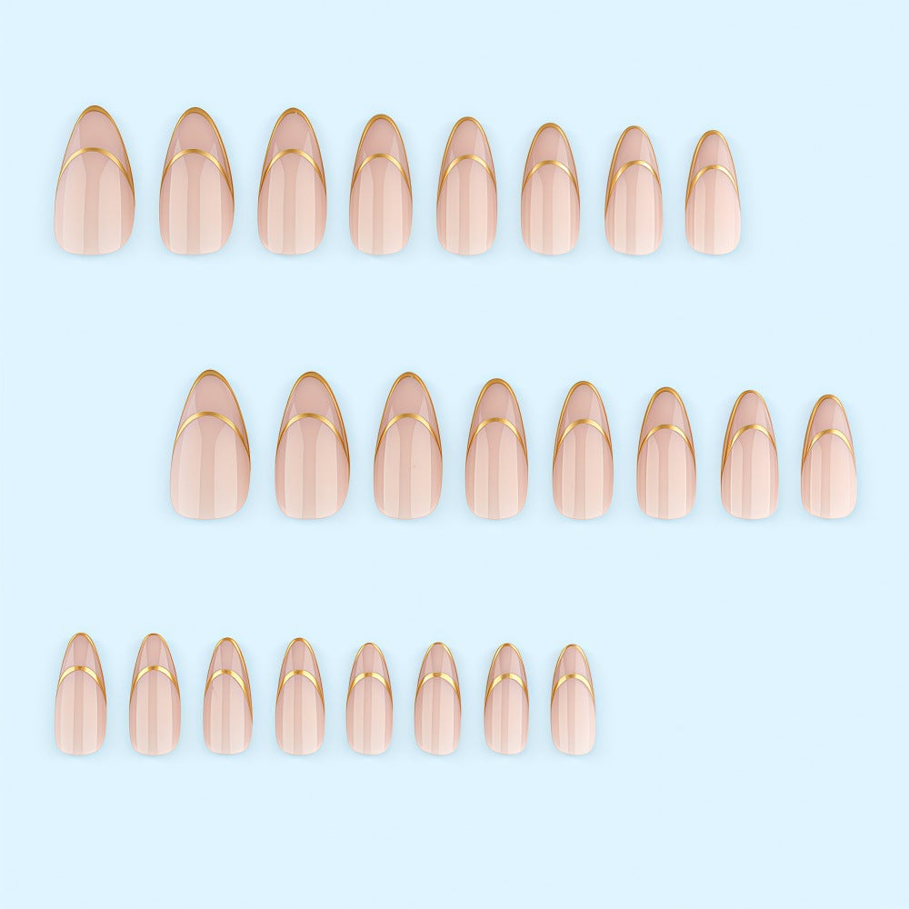 Artificial nails with elegant gold lines Kalsten
