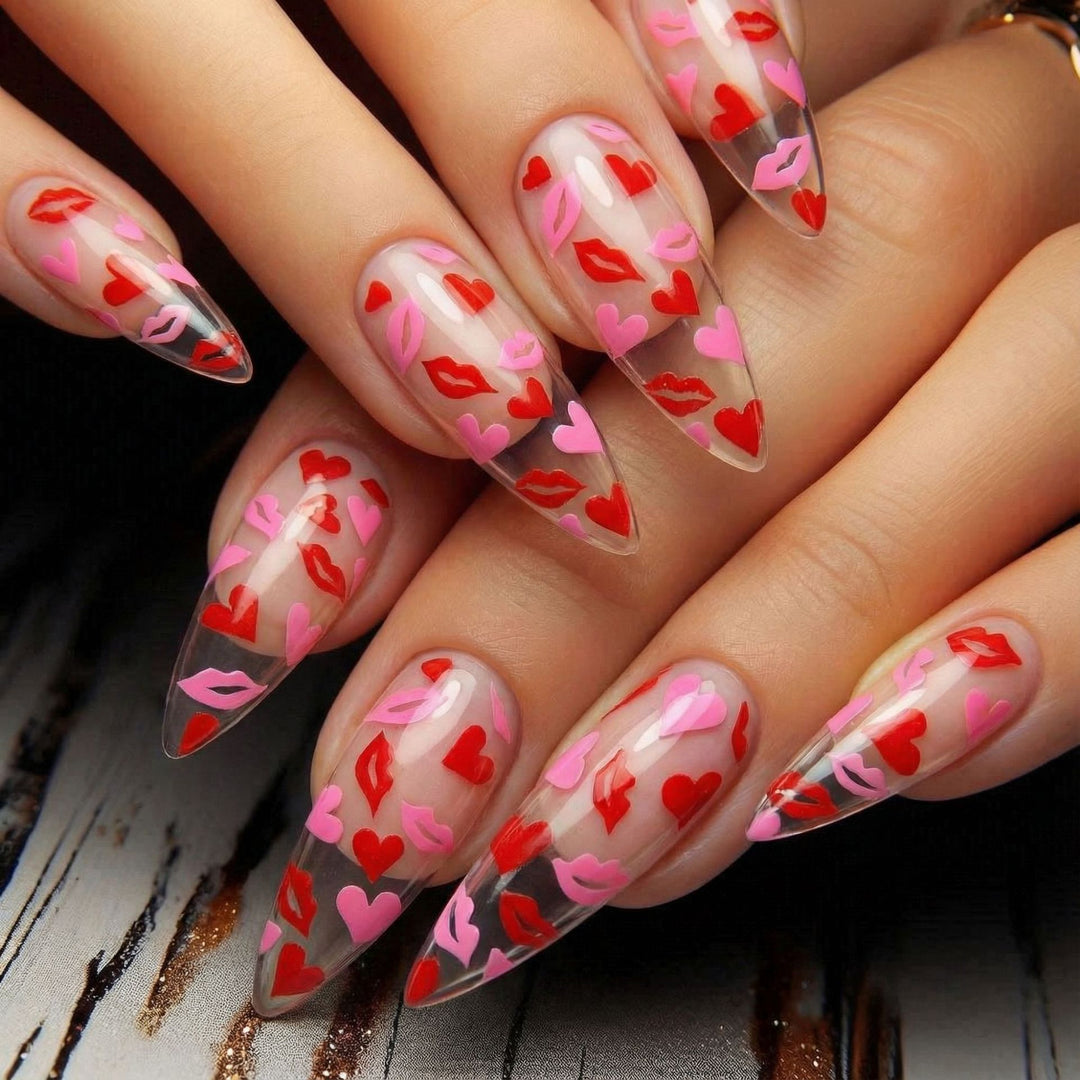 Artificial nail tips with heart motifs Kalsten