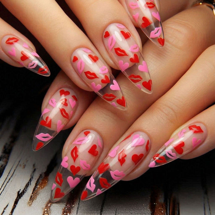 Artificial nail tips with heart motifs Kalsten