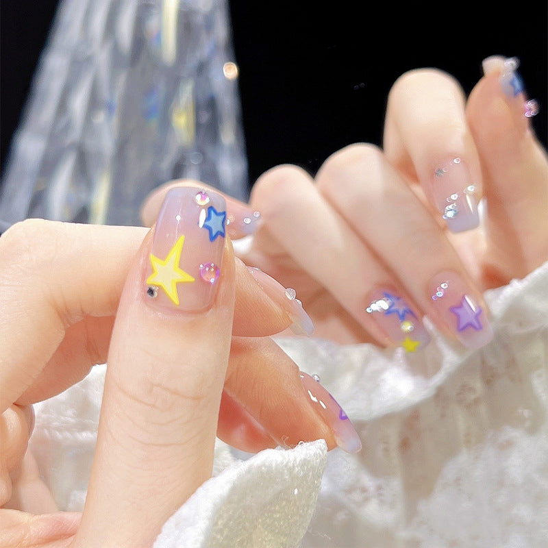 Artificial nail set with elegant blooming decorations and delicate ombre effect Kalsten