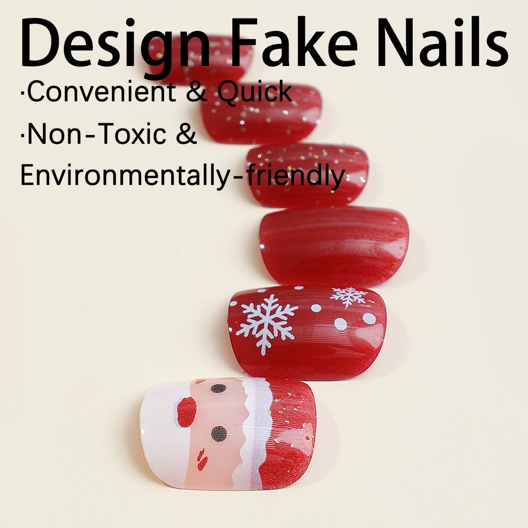 Festive Artificial Nail Set with Christmas Designs Kalsten