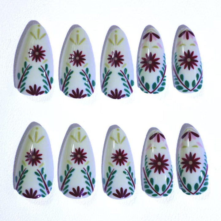 Artistic Floral Design Acrylic Nail Enhancements Kalsten