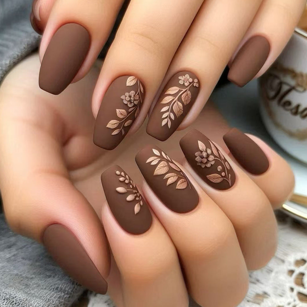 Elegant Floral Matte Press-On Nails Kalsten