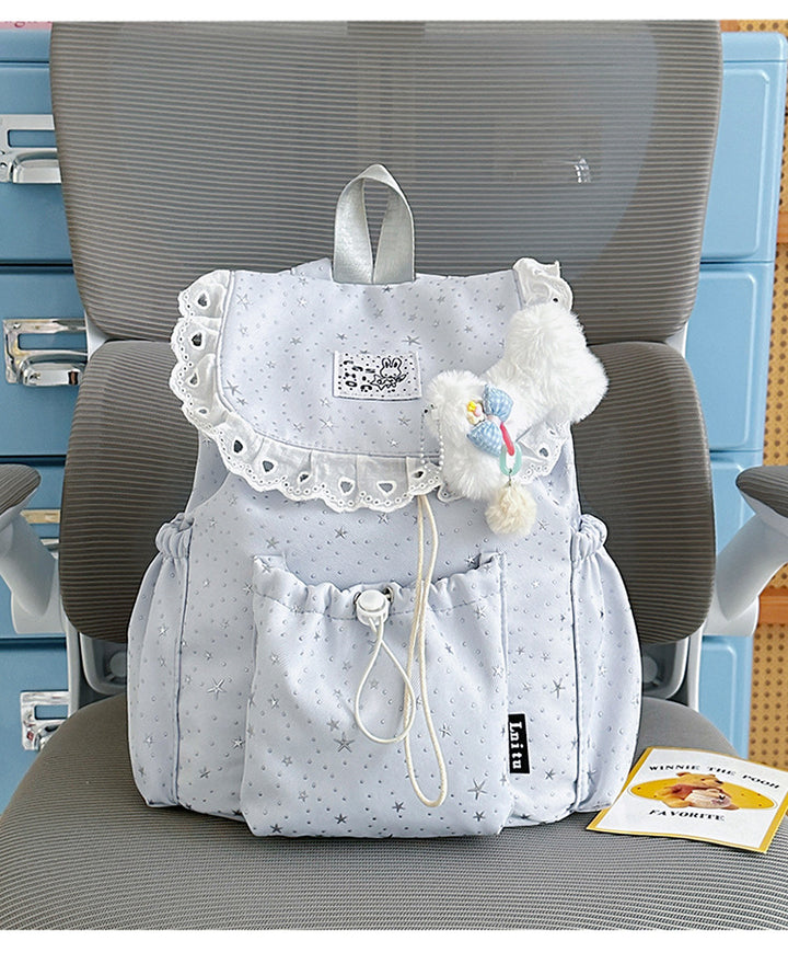 Star Print Ruffled Backpack Kalsten