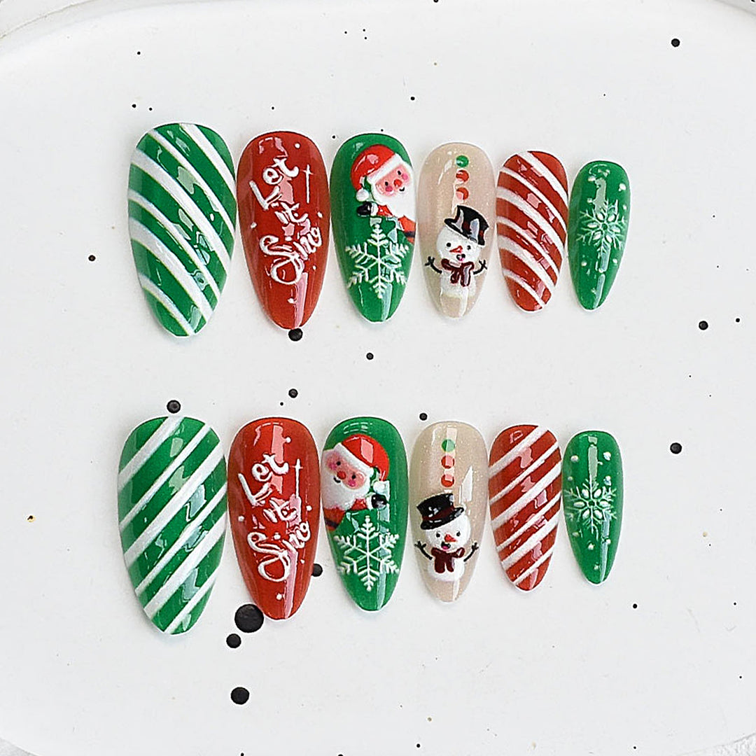 Artistic Press-On Nail Set with Cherry Blossom Design Kalsten