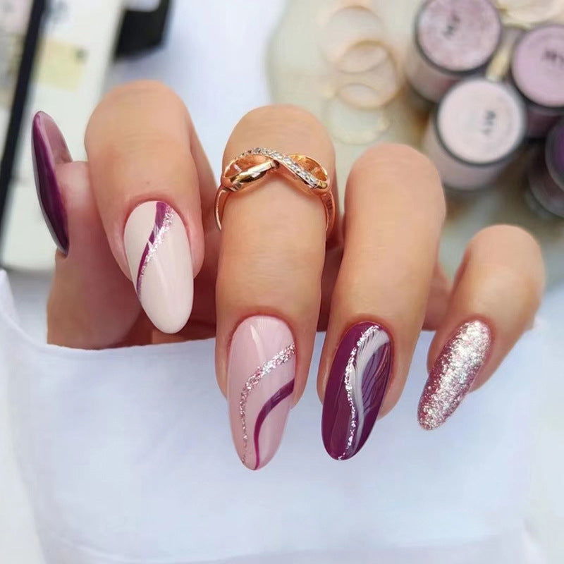 Artistic Heart-Accent Press-On Nail Set Kalsten