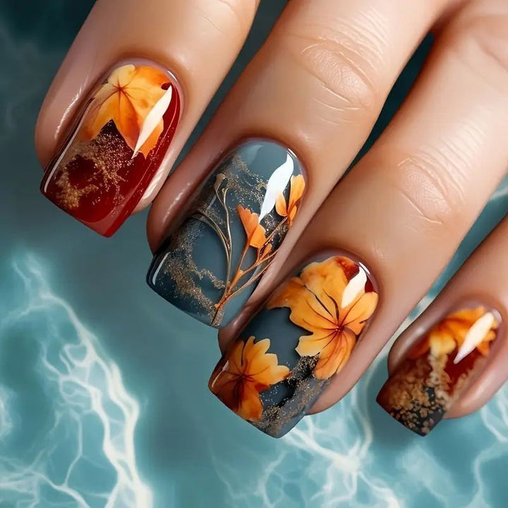Floral Theme Acrylic Nail Art Kalsten