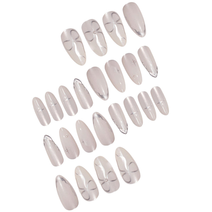 Elegant Stiletto Nail Art Extensions with Silver Accents Kalsten