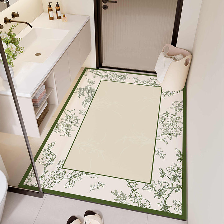 Floral Design Bathroom Mat