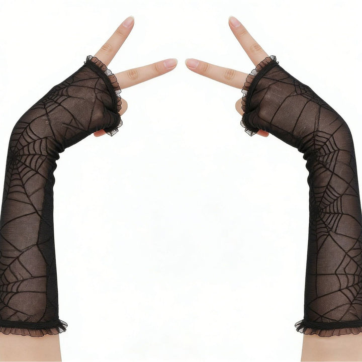 Halloween gloves with spider pattern