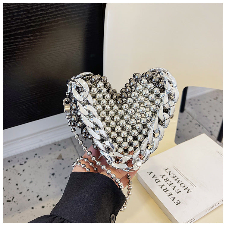 Heart-Shaped Beaded Evening Clutch