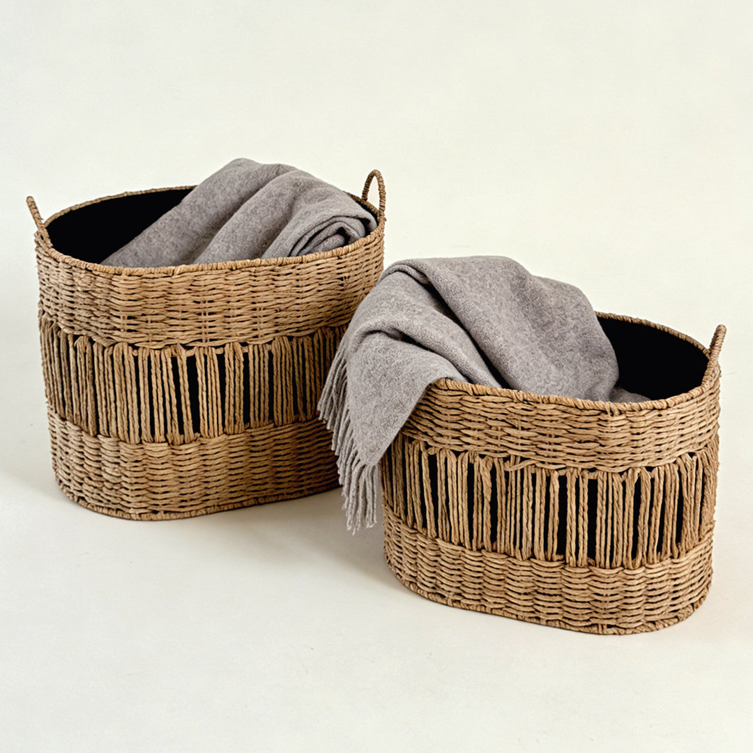 Decorative storage basket with fringes Kalsten
