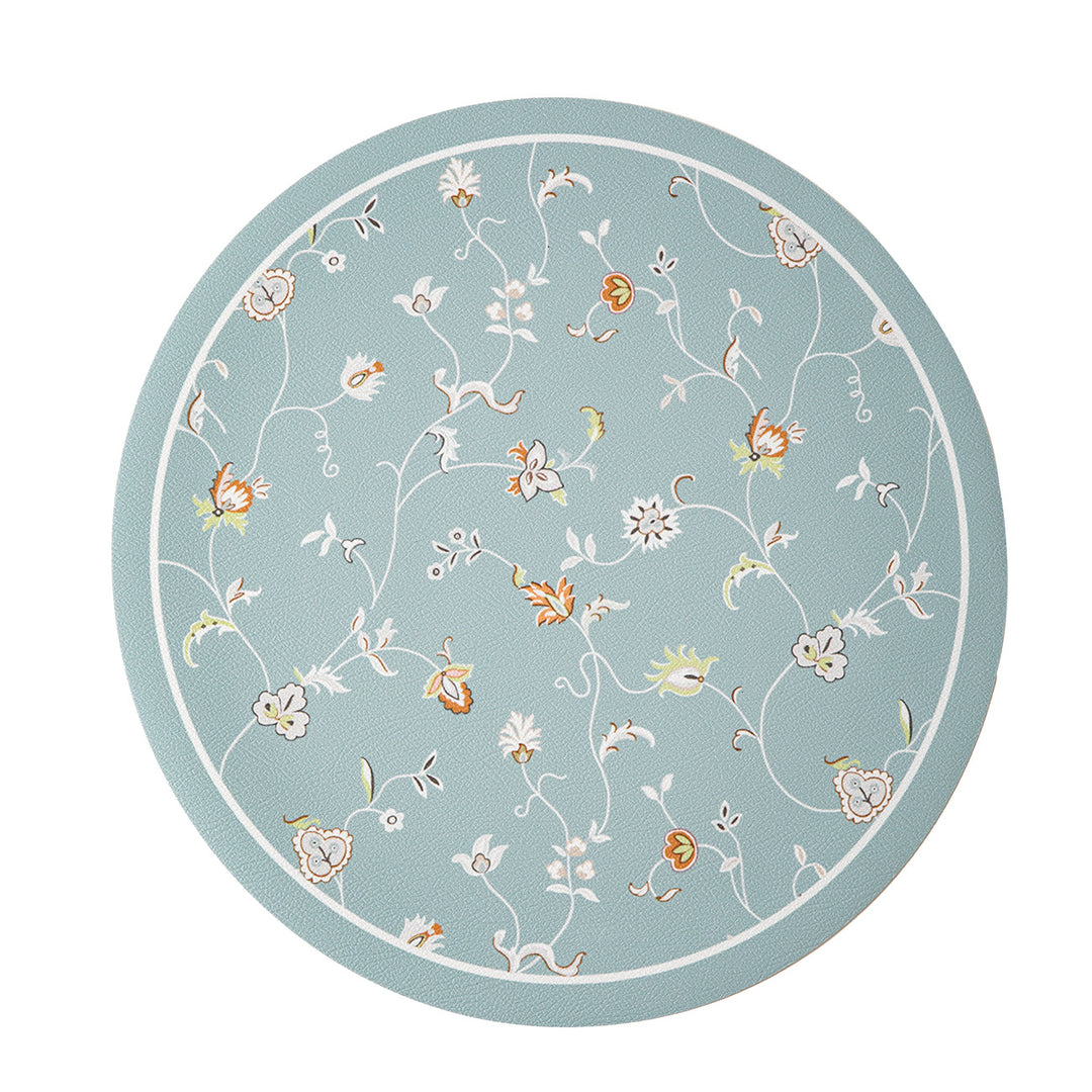 Round decorative rug with floral animal illustration and fine jacquard structure Kalsten