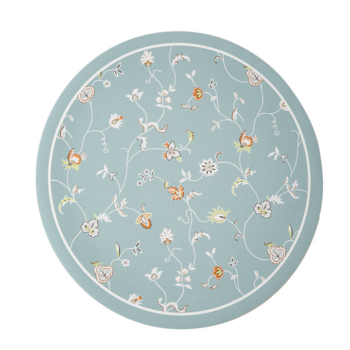 Round decorative rug with floral animal illustration and fine jacquard structure Kalsten