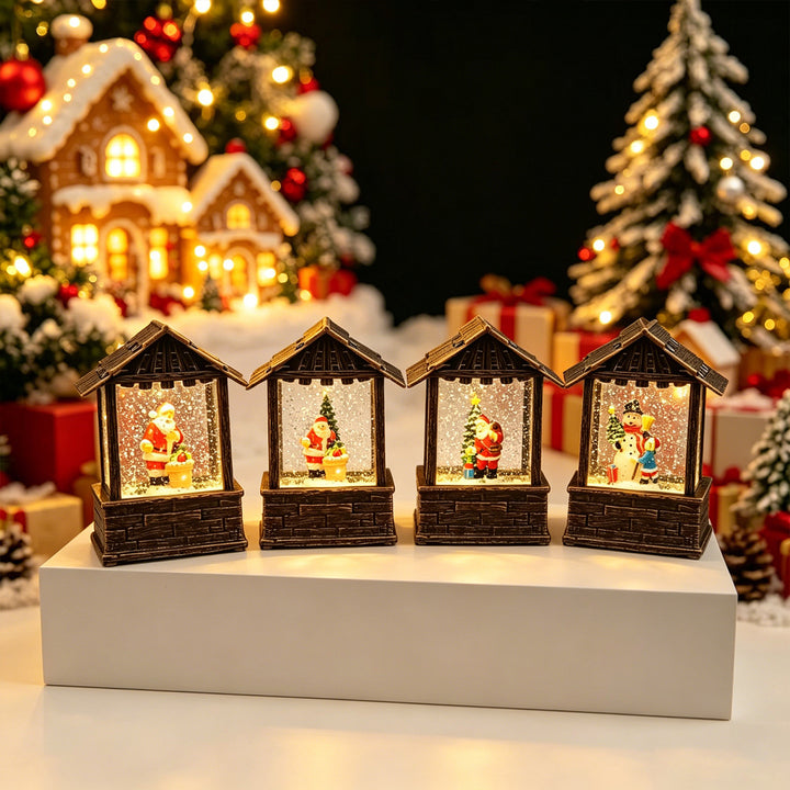 Christmas lantern with snow globe and LED lighting Kalsten