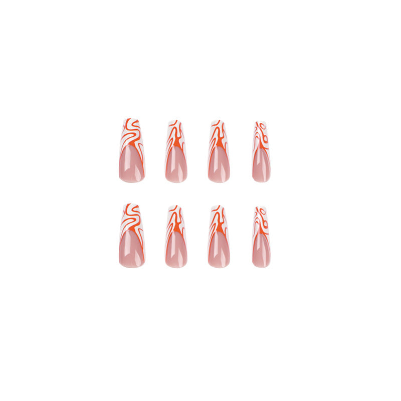 Artistic Nail Extensions with Modern Wave Pattern Kalsten