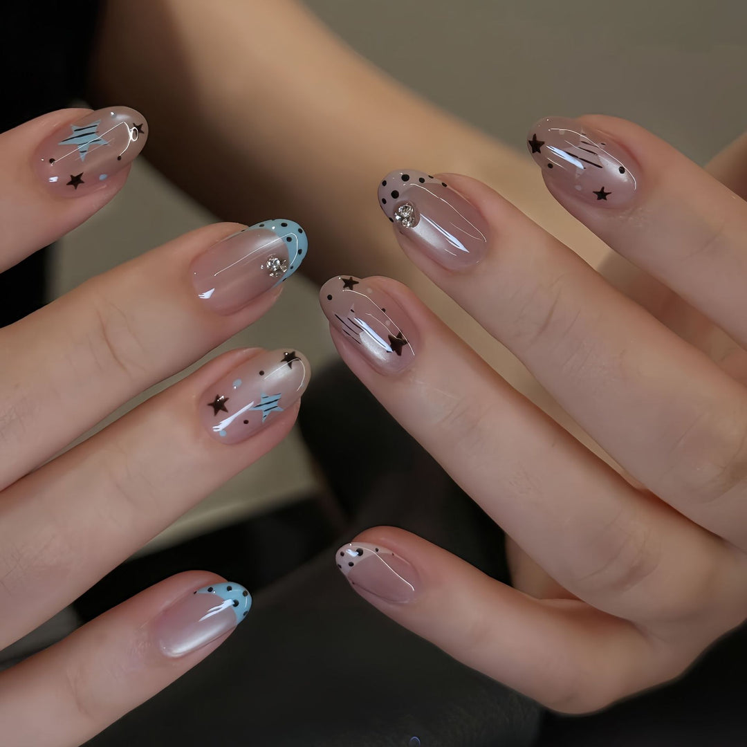 Artificial nails with Sparkling Star Theme Kalsten