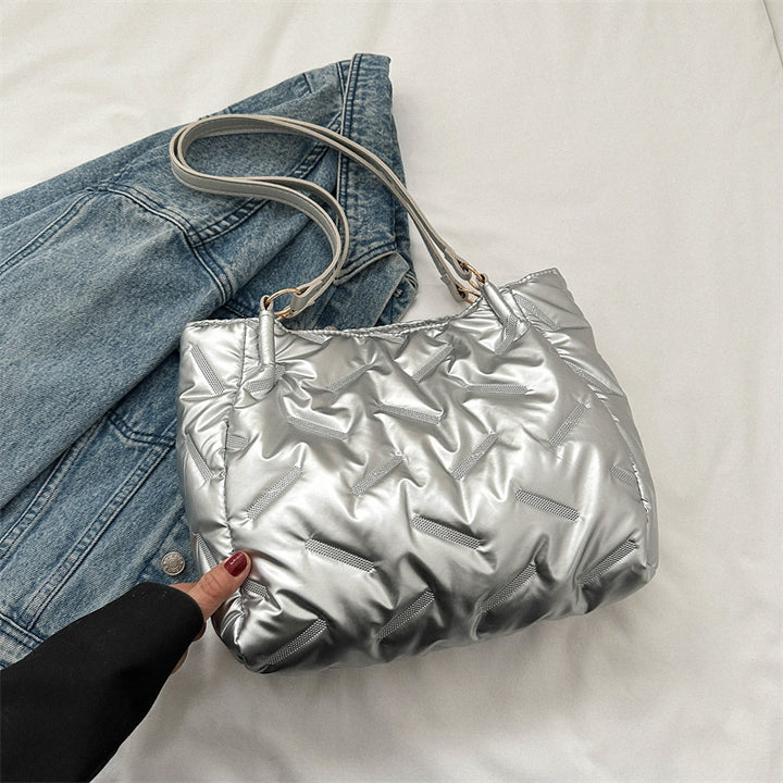 Stylish Puffed Nylon Shoulder Bag