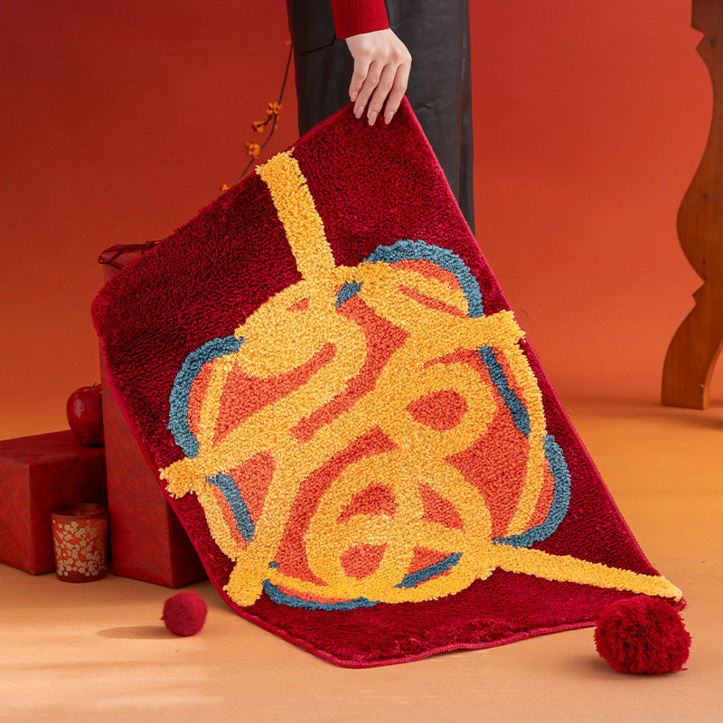 Tufted door and bath mat rug with abstract relief pattern Kalsten
