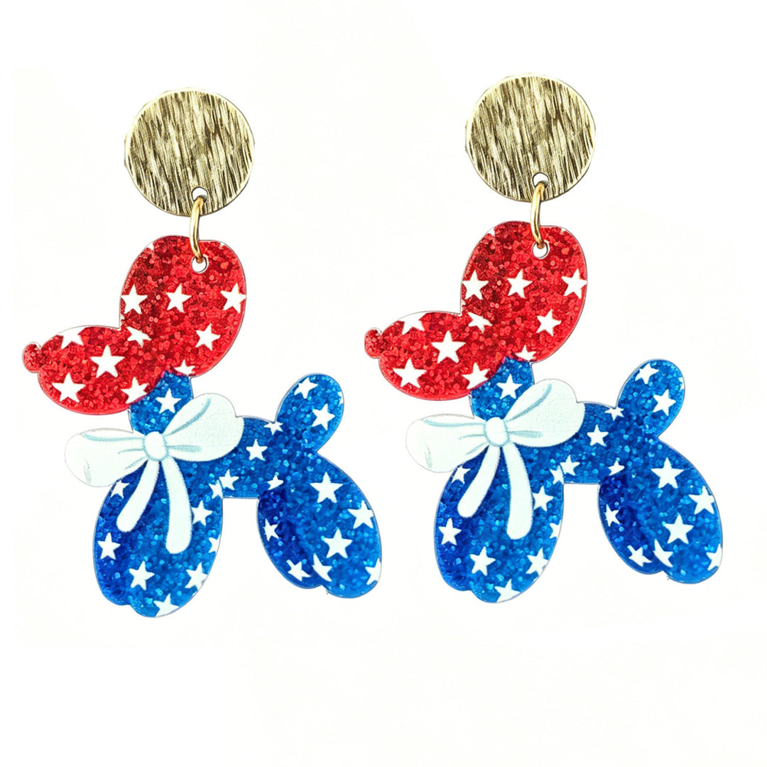 Ladies nan glittering bow earrings with stud closure and star stripe motif Kalsten