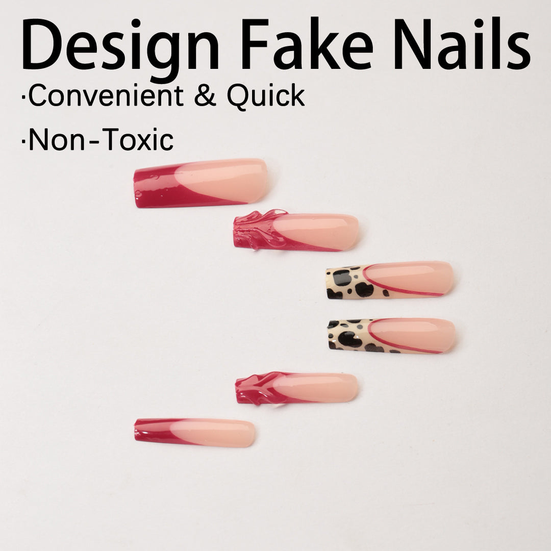 Nail set with leopard and luxurious glitter finish Kalsten