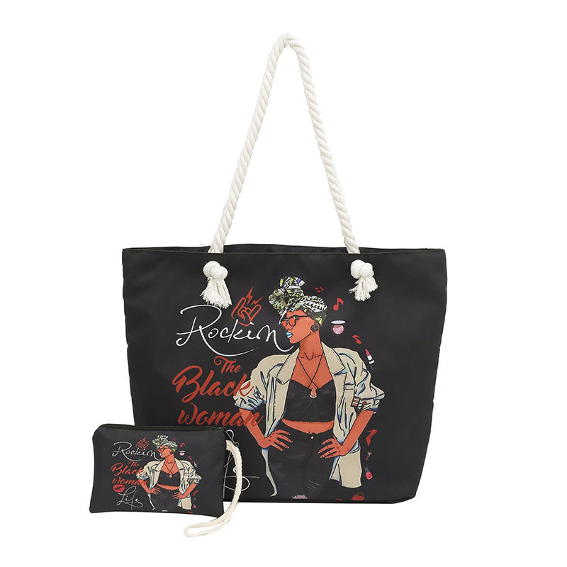 WoStylish Graphic Print Beach Tote Bag Kalsten