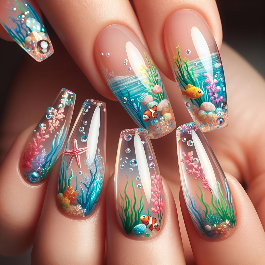 Underwater-Themed Nail Art Kalsten